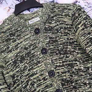 MARLED GREEN CARDIGAN M Ball of Cotton Vintage USA 90s Y2K Textured Sweater Fall